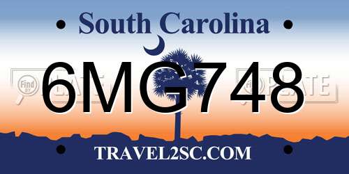 6MG748 South Carolina License Plate