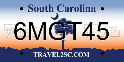 6MGT45 South Carolina License Plate
