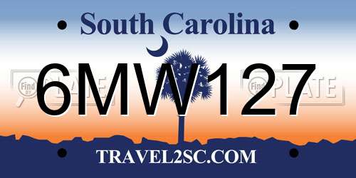6MW127 South Carolina License Plate
