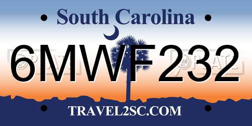 6MWF232 South Carolina License Plate