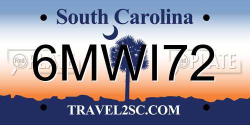 6MWI72 South Carolina License Plate