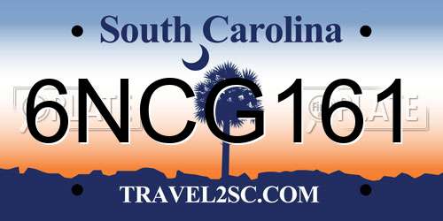6NCG161 South Carolina License Plate