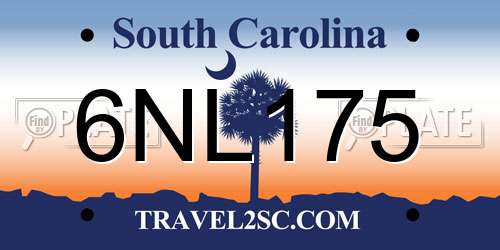6NL175 South Carolina License Plate