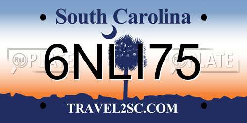 6NLI75 South Carolina License Plate