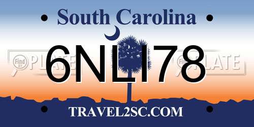 6NLI78 South Carolina License Plate