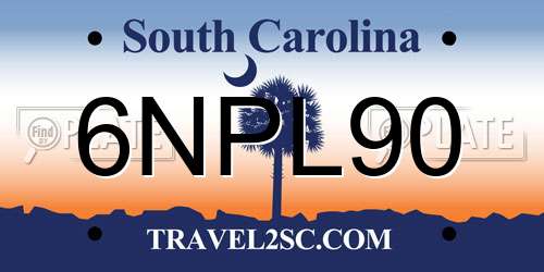 6NPL90 South Carolina License Plate