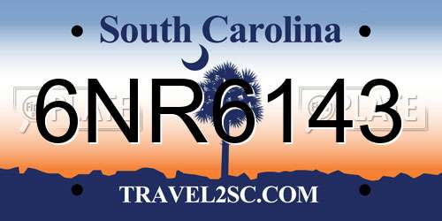 6NR6143 South Carolina License Plate