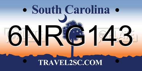 6NRG143 South Carolina License Plate