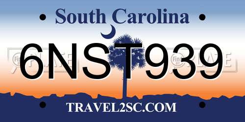 6NST939 South Carolina License Plate