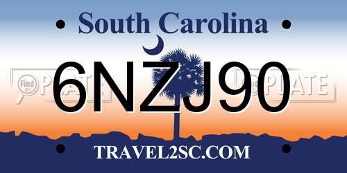 6NZJ90 South Carolina License Plate
