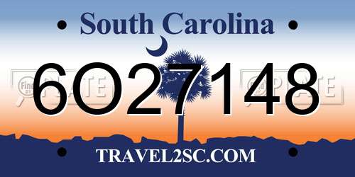 6O27148 South Carolina License Plate