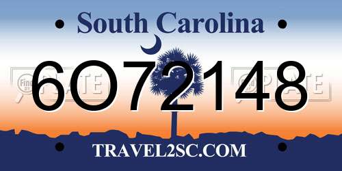 6O72148 South Carolina License Plate