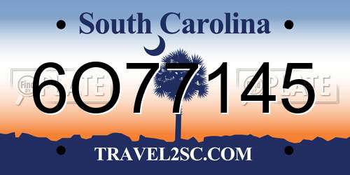 6O77145 South Carolina License Plate
