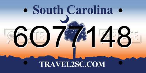 6O77148 South Carolina License Plate