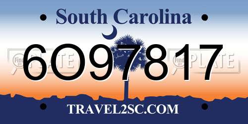 6O97817 South Carolina License Plate