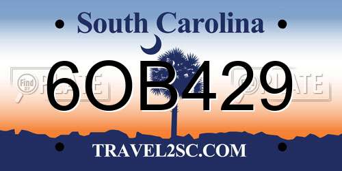 6OB429 South Carolina License Plate