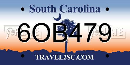 6OB479 South Carolina License Plate