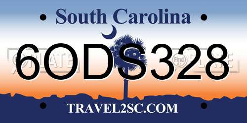 6ODS328 South Carolina License Plate
