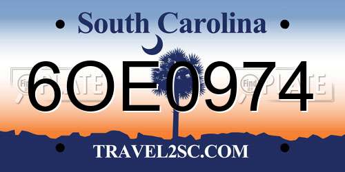 6OE0974 South Carolina License Plate