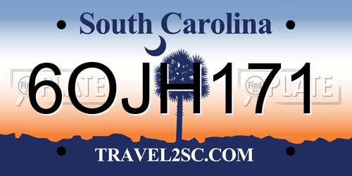 6OJH171 South Carolina License Plate