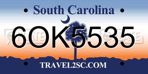 6OK5535 South Carolina License Plate