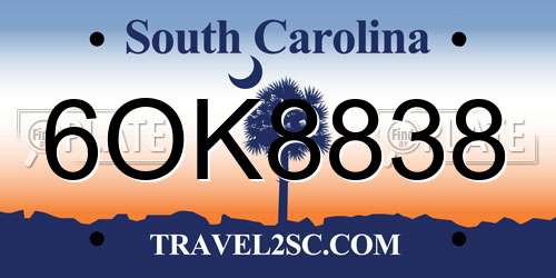 6OK8838 South Carolina License Plate