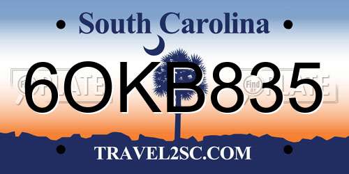 6OKB835 South Carolina License Plate
