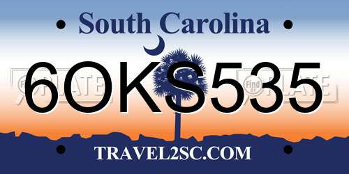 6OKS535 South Carolina License Plate