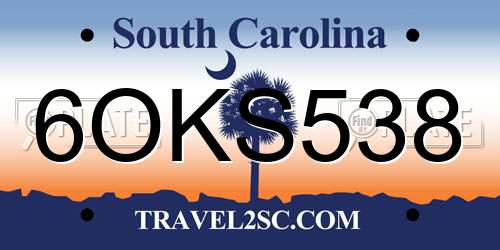 6OKS538 South Carolina License Plate