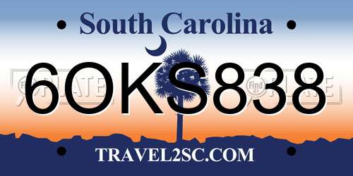 6OKS838 South Carolina License Plate