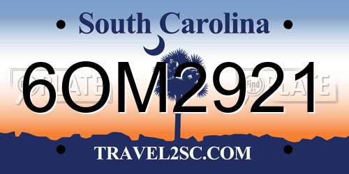 6OM2921 South Carolina License Plate