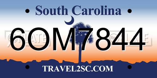 6OM7844 South Carolina License Plate