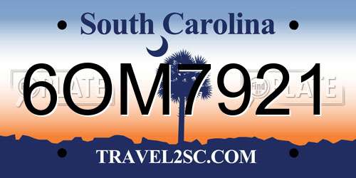 6OM7921 South Carolina License Plate