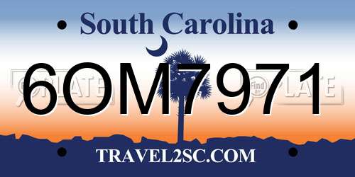 6OM7971 South Carolina License Plate