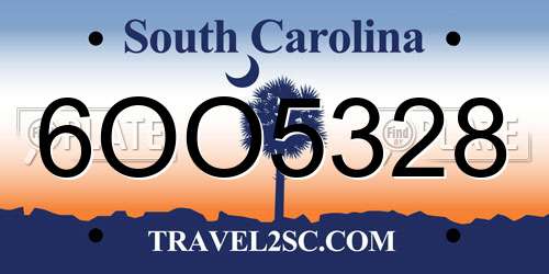 6OO5328 South Carolina License Plate