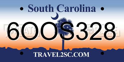 6OOS328 South Carolina License Plate