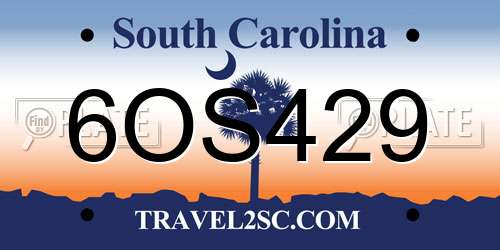 6OS429 South Carolina License Plate
