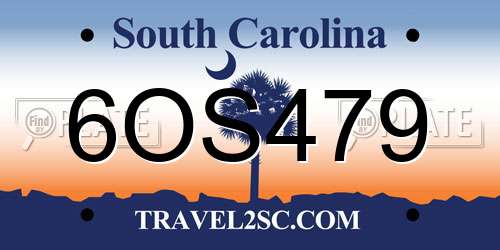 6OS479 South Carolina License Plate