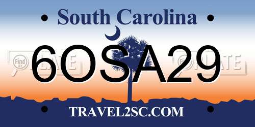 6OSA29 South Carolina License Plate