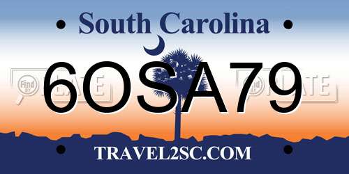 6OSA79 South Carolina License Plate