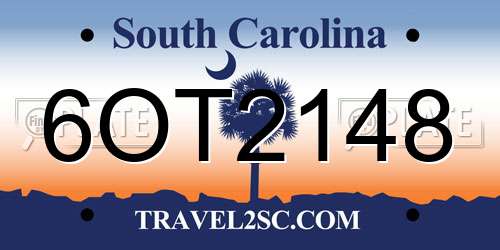 6OT2148 South Carolina License Plate