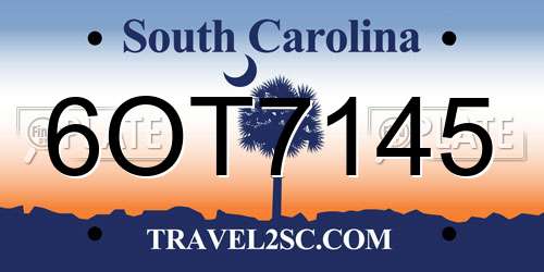 6OT7145 South Carolina License Plate