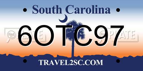 6OTC97 South Carolina License Plate