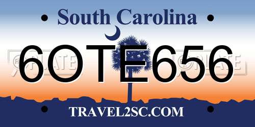 6OTE656 South Carolina License Plate