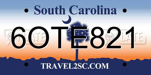 6OTE821 South Carolina License Plate