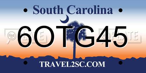6OTG45 South Carolina License Plate