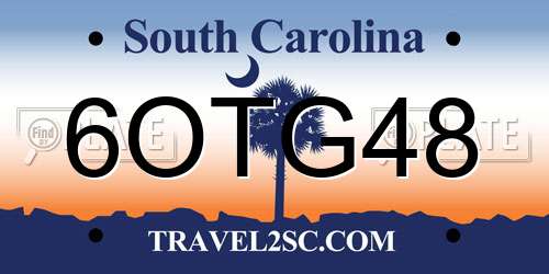 6OTG48 South Carolina License Plate