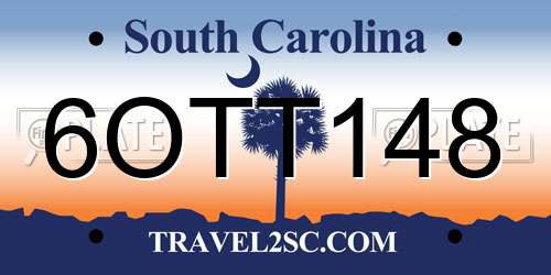 6OTT148 South Carolina License Plate