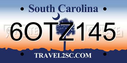 6OTZ145 South Carolina License Plate