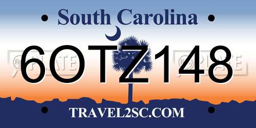 6OTZ148 South Carolina License Plate